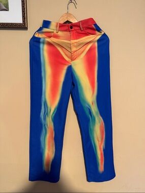 Bold Gradient Thermal-Print Pants - Blue, Red, Yellow